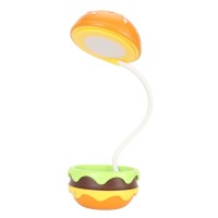 Kids Desk Lamp, Book Reading Light Stable Base Hamburger Style Soft Warm Light Flexible Gooseneck For School