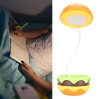 Kids Desk Lamp, Book Reading Light Stable Base Hamburger Style Soft Warm Light Flexible Gooseneck For School