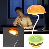 Kids Desk Lamp, Book Reading Light Stable Base Hamburger Style Soft Warm Light Flexible Gooseneck For School