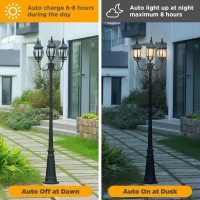 Lutec Outdoor Solar Post Light With Triplehead Dusk To Dawn Solar Lamp Post Light Aluminium Vintage Street Lights For Lawn Pa