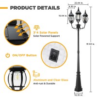 Lutec Outdoor Solar Post Light With Triplehead Dusk To Dawn Solar Lamp Post Light Aluminium Vintage Street Lights For Lawn Pa