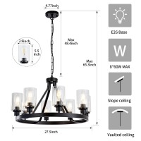 Lanhall 8Light Black Dining Room Light Fixtures Farmhouse Wagon Wheel Chandelier Kitchen Island Pendant Lights Modern Industria