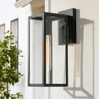 Black Outdoor Wall Lights, Modern Farmhouse Rectangular Outdoor Light Fixtures Wall Mount With Clear Glass, Waterproof Exterior Outdoor Sconce Lights For House, Porch, Patio, Front Door, Garage