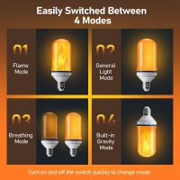 Vicstone Upgraded Led Flame Light Bulbs 4Mode Flickering Light Bulbs With Upside Down Effect E26 Fire Light Bulb For Porch Pa