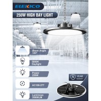 Elekico Super Bright 250W Ufo Led High Bay Light 35000Lm With Plug 5Ft Cable Eqv1000W Mhhpshid 5000K High Bay Led Shop Ligh