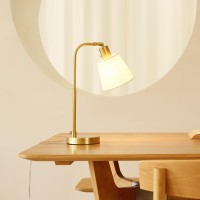 Globe Electric 61000057 16 Desk Lamp Matte Brass Finish White Linen Shade Pivot Joint Onoff Rotary Switch On Socket E26