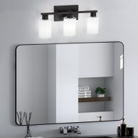 Punsoko Black Bathroom Light Fixtures Antirust 3 Light Bathroom Vanity Lights Modern Vanity Light Over Mirror With Frosted Gl