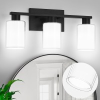 Bathroom Light Fixtures 3 Lights Matte Black Vanity Light With White Glass And Clear Glass Lampshade Modern Bathroom Vanity Li