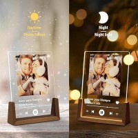 Luckor Personalized Photo Gifts For Girlfriend Women Wife Her Customized Walnut Led Picture Frame For Couple Boyfriend Him Cus