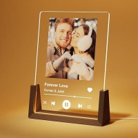 Luckor Personalized Photo Gifts For Girlfriend Women Wife Her Customized Walnut Led Picture Frame For Couple Boyfriend Him Cus