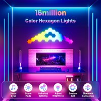 Vathug Hexagon Lights Hexagon Led Lights Led Wall Lights Gaming Lights With App Smart Control Music Sync Rgb Led Panel Light