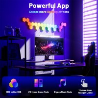 Vathug Hexagon Lights Hexagon Led Lights Led Wall Lights Gaming Lights With App Smart Control Music Sync Rgb Led Panel Light