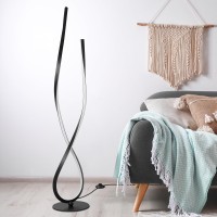 Nur Spiral Floor Lamp 59 Tall Black Led Modern Standing Floor Lamp With Remote Control Arched Bright Floor Lamps For Living