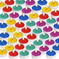 Unscented Assorted Colors Tea Lights Candle Set Of 50 Smokeless Cleanburning Small Votive Tealights Candles Bulk Great For Ho