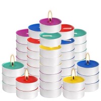 Unscented Assorted Colors Tea Lights Candle Set Of 50 Smokeless Cleanburning Small Votive Tealights Candles Bulk Great For Ho