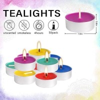 Unscented Assorted Colors Tea Lights Candle Set Of 50 Smokeless Cleanburning Small Votive Tealights Candles Bulk Great For Ho