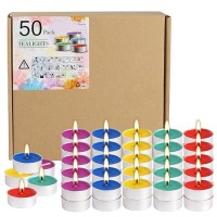 Unscented Assorted Colors Tea Lights Candle Set Of 50 Smokeless Cleanburning Small Votive Tealights Candles Bulk Great For Ho