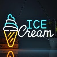 Jomobuty Ice Cream Neon Sign Led Light Up Sign With Dimmable Switch Ice Cream Shop Wall Decor For Business Store Drink Shop Bar