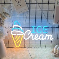 Jomobuty Ice Cream Neon Sign Led Light Up Sign With Dimmable Switch Ice Cream Shop Wall Decor For Business Store Drink Shop Bar