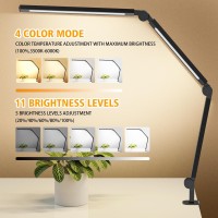 Led Desk Lamp With Clamp Adjustable Swing Arm Desk Lamps For Home Office Dimmable Tempering Eye Care Desk Light Bright Modern Le