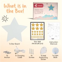 Kaleoli Nursery Star Night Light Pack Of 1 Nursery Wall Decals Rechargeable Baby Night Light Baby Room Decor Breastfee