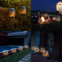 Aounq Solar Lights Outdoor Waterproof Multicolor, Upgraded 4 Pack Color Solar Torch Lights Outdoor Flickering Flame, Mini Solar Outdoor Garden Lights Tiki Torches For Outside Patio Yard Pathway Decor