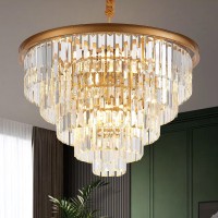 Faibra 2323 Gold Crystal Chandelier 12Light Modern Crystal Pendant Ceiling Light Fixture 5Tier Luxury K9 Crystal Chandelier