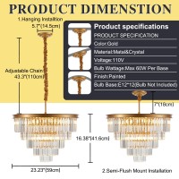 Faibra 2323 Gold Crystal Chandelier 12Light Modern Crystal Pendant Ceiling Light Fixture 5Tier Luxury K9 Crystal Chandelier