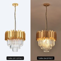 Faibra 1575 Gold Crystal Pendant Light Fixtures 5Light Luxury Crystal Pendant Light Perfect For Dining Room Bedroom Kitche