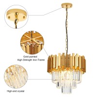 Faibra 1575 Gold Crystal Pendant Light Fixtures 5Light Luxury Crystal Pendant Light Perfect For Dining Room Bedroom Kitche