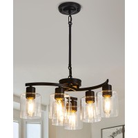 6 Light Contemporary Chandelier Black Modern Farmhouse Chandelier Hanging Lighting Fixtures Industrial Pendant Ceiling Light Wit