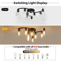 Doltoro Semi Flush Mount Ceiling Light Fixtures Black Kitchen Light Fixtures Ceiling Mount 9 Light Industrial Ceiling Lights W