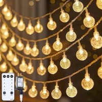 Minetom Globe String Lights Plug In 33 Ft 100 Led Crystal Globe Fairy Lights With 8 Lighting Modes And Remote For Patio Yard P