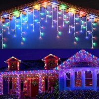 Christmas Lights Outdoor, Color Changing Christmas Lights 416 Leds 34Ft With 8 Modes Icicle String Lights, Christmas Lights For House, Garden, Yard Decor