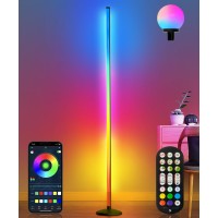 Lanaqua Corner Floor Lamp 70 Smart Rgbw Led Corner Lamp With Glow Ball Light 16 Million Colors Changing Corner Lamp With Remot