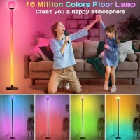 Lanaqua Corner Floor Lamp 70 Smart Rgbw Led Corner Lamp With Glow Ball Light 16 Million Colors Changing Corner Lamp With Remot