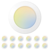 Amico 12 Pack 56 Inch Led Disk Lights Dimmable Flush Mount Ceiling Disc Lights 2700K3000K4000K5000K6000K Selectable 12W