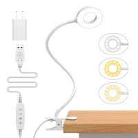 Izell Book Light, Clip On Reading Light With Flexible Gooseneck, Dimmable Led Lamparas Clamp On Workbench Desk For Studying Painting Crafting Drawing Makeup Nail Tech Puzzle Task - 27.6?? White