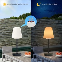 Hvajvny Solar Table Lamp, Outdoor Table Lamp, 3-Color Modes Rechargeable Table Lamp, Cordless Table Lamps For Desk Patio Garden Yard