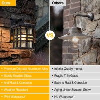 Brumosa Outdoor Wall Lantern, Exterior Waterproof Wall Sconce Light Fixtures,Anti-Rust Black Wall Mount Lighting,E26 Socket Seeded Glass Shade Porch Lights For Front Door,Garage,Patio