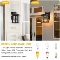 Brumosa Outdoor Wall Lantern, Exterior Waterproof Wall Sconce Light Fixtures,Anti-Rust Black Wall Mount Lighting,E26 Socket Seeded Glass Shade Porch Lights For Front Door,Garage,Patio