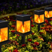 Shumi 2 Pack Hanging Solar Outdoor Lights, Solar Flickering Flame Lights Outdoor Waterproof Hanging Solar Lanterns Lights For Garden, Patio, Landscape, Umbrella, Tent, Tree, Yard, Deck, Camping