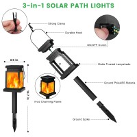 Shumi 2 Pack Hanging Solar Outdoor Lights, Solar Flickering Flame Lights Outdoor Waterproof Hanging Solar Lanterns Lights For Garden, Patio, Landscape, Umbrella, Tent, Tree, Yard, Deck, Camping