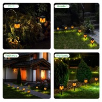 Shumi 2 Pack Hanging Solar Outdoor Lights, Solar Flickering Flame Lights Outdoor Waterproof Hanging Solar Lanterns Lights For Garden, Patio, Landscape, Umbrella, Tent, Tree, Yard, Deck, Camping