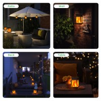 Shumi 2 Pack Hanging Solar Outdoor Lights, Solar Flickering Flame Lights Outdoor Waterproof Hanging Solar Lanterns Lights For Garden, Patio, Landscape, Umbrella, Tent, Tree, Yard, Deck, Camping