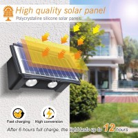 Solar Wall Lights Outdoor, 2 Pack Solar Powered Deck Lights Up And Down, Solar Powered Fence Lights Waterproof, Warm And White Lighting Mode For Yard, Garage, Porch