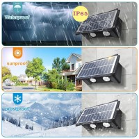 Solar Wall Lights Outdoor, 2 Pack Solar Powered Deck Lights Up And Down, Solar Powered Fence Lights Waterproof, Warm And White Lighting Mode For Yard, Garage, Porch