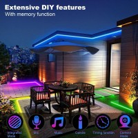 Tendist Outdoor Led Strip Lights Ip67 Waterproof Led Light For Outside App Remote Control Rgb Music Sync Exterior Rope Light S