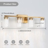 Emong 4Light Gold Bathroom Light Fixtures Dimmable 5Cct Led Vanity Lights With Crystal Bubble Clear Glass 2700K6500K Adjusta