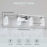 Emong 4Light Chrome Bathroom Light Fixtures Dimmable 5Cct Led Vanity Lights With Clear Glass 2700K6500K Adjustable Crystal Bub